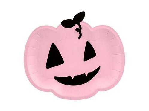 Halloween Borden Pompoen Roze 25cm 6st, Hobby en Vrije tijd, Feestartikelen, Nieuw, Verzenden