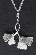 Zilveren Ginkgo dubbel blad hanger en/of bedel, Sieraden, Tassen en Uiterlijk, Verzenden, Nieuw