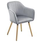 Fauteuil eetkamerstoel Dover 83x57,5x57 cm stof lichtgrijs, Huis en Inrichting, Verzenden, Nieuw