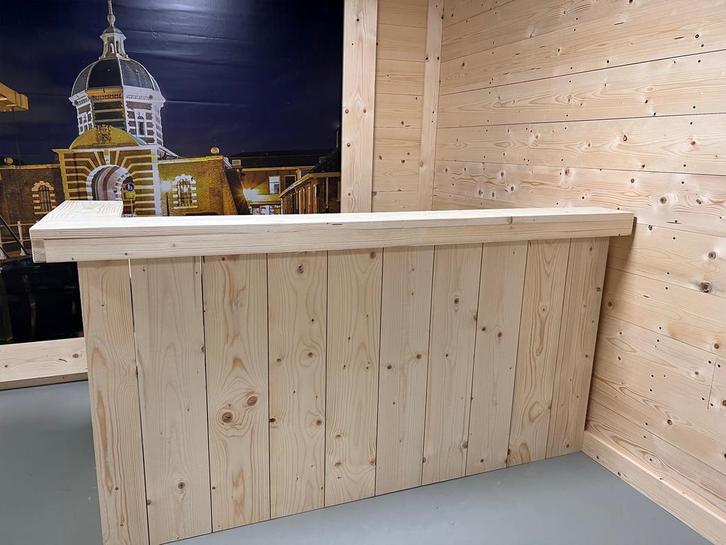 Steigerhouten Muur Bar - Balie - Toonbank op Maat | Compact, Huis en Inrichting, Barren, Nieuw, Inclusief barstoelen, Ophalen of Verzenden