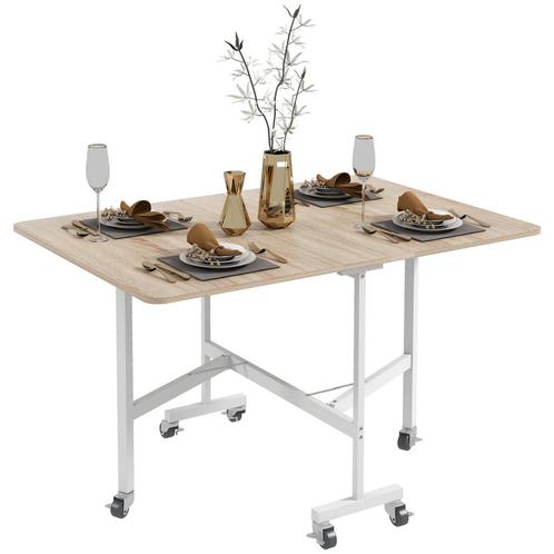 TRUUSK Eettafel Voor 4-6 Personen, Inklapbaar Met Wielen, St, Huis en Inrichting, Tafels | Eettafels, Nieuw, Verzenden