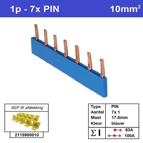 Sep kam pin 1 fase 7 polig 17,8mm blauw, Doe-het-zelf en Verbouw, Elektra en Kabels, Ophalen of Verzenden