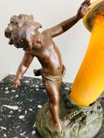 Lamp - Glas, Legering - Bears signature L. Moreau