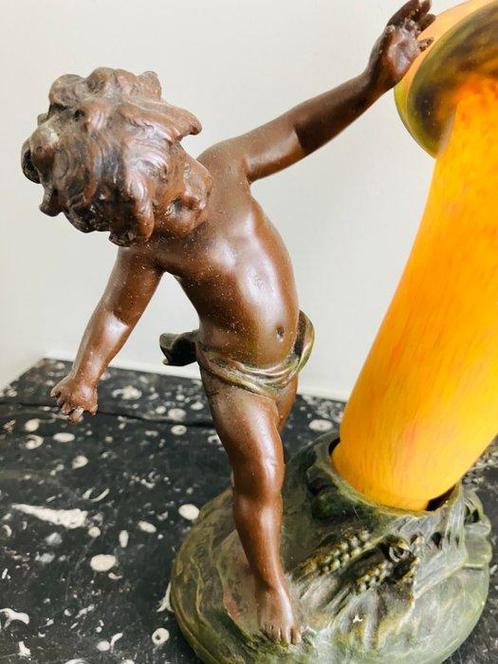 Lamp - Glas, Legering - Bears signature L. Moreau, Antiek en Kunst, Curiosa en Brocante