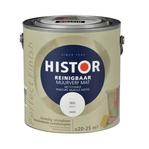 Histor Reinigbaar Muurverf Mat - Katoen RAL 9001 - 2,5 liter, Doe-het-zelf en Verbouw, Verf, Beits en Lak, Verf, Overige kleuren