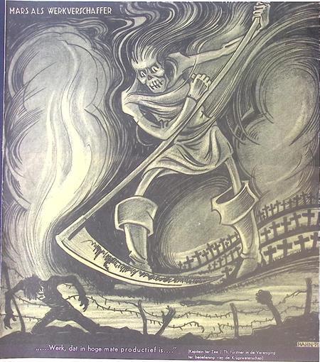 Mars als werkverschaffer op spotprent (lijst optie, Lithos), Antiek en Kunst, Kunst | Litho's en Zeefdrukken, Verzenden