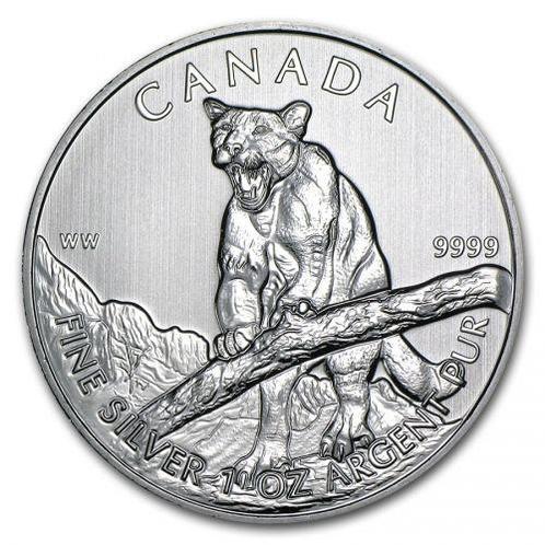 Canadian Wildlife - Cougar 1 oz 2012 (1.000.000 oplage), Postzegels en Munten, Munten | Amerika, Noord-Amerika, Losse munt, Zilver