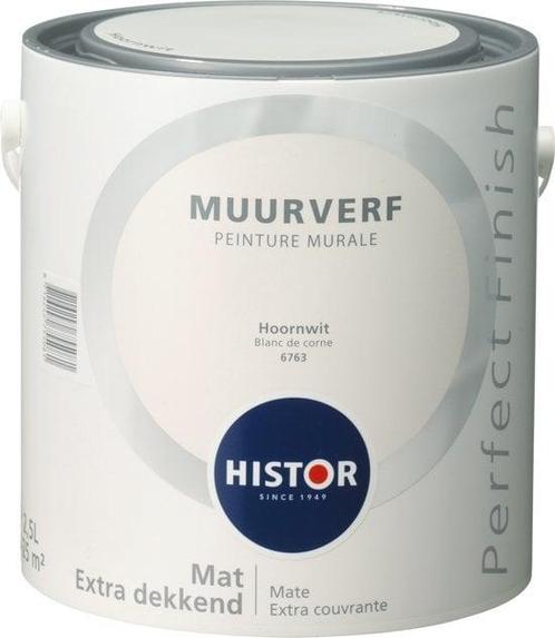 Histor Perfect Finish Muurverf Mat - Hoornwit 6763 - 2,5..., Doe-het-zelf en Verbouw, Verf, Beits en Lak, Verf, Wit, Nieuw, Minder dan 5 liter