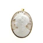 Gouden broche/hanger met camee (Hanger of bedel), Ophalen of Verzenden, Gebruikt, Goud, Overige merken