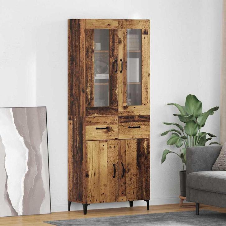 vidaXL Highboard met lade Oud Hout 69,5 x 34 x 180 cm, Huis en Inrichting, Kasten | Buffetkasten, Nieuw, Minder dan 50 cm, Overige houtsoorten