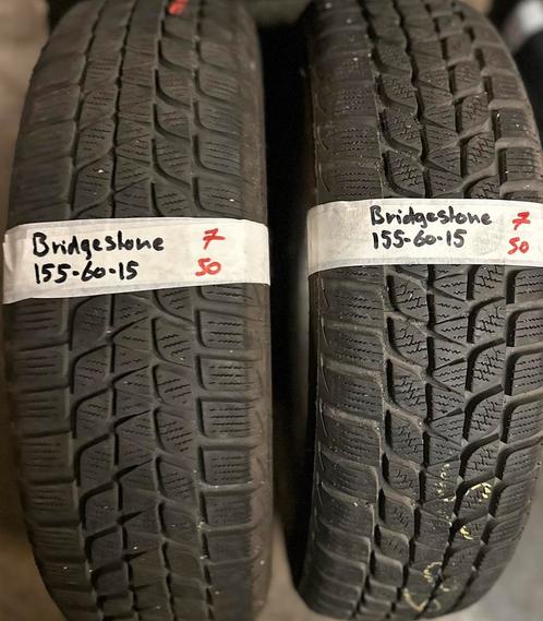 2x155-60-15 bridgestone winter 7mm €50 per band 155 60 15, Auto-onderdelen, Banden en Velgen, 15 inch, Winterbanden, 155 mm, Personenwagen