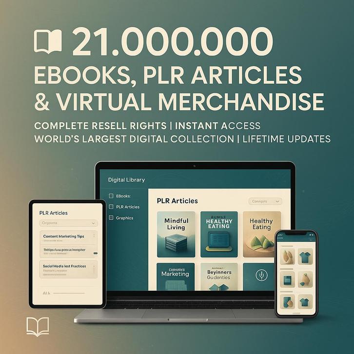 21,000,000 Ebooks PLR Articles & Virtual Merchandise, Computers en Software, Educatie- en Cursussoftware