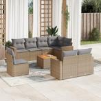 vidaXL 9-delige Loungeset met kussens poly rattan beige, Verzenden, Nieuw, Rotan, Loungeset