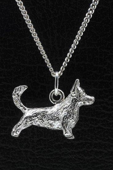 Zilveren Welsh corgi pembroke met staart ketting hanger -..., Sieraden, Tassen en Uiterlijk, Kettinghangers, Verzenden