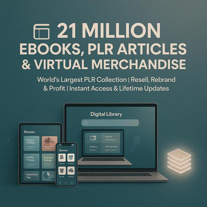 21 Million Ebooks PLR Articles and Virtual Merchandise, Computers en Software, Educatie- en Cursussoftware