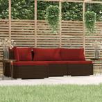 vidaXL 4-delige Loungeset met kussens poly rattan bruin, Verzenden, Nieuw, Rotan, Loungeset
