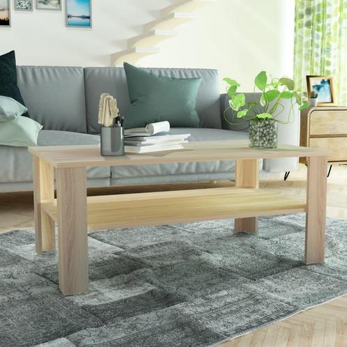 vidaXL Salontafel 100x59x42 cm bewerkt hout eikenkleurig, Huis en Inrichting, Tafels | Salontafels, 100 tot 150 cm, Nieuw, Overige houtsoorten