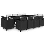 vidaXL 13-delige Tuinset met kussens poly rattan zwart, Verzenden, Nieuw, Rotan, Tuinset