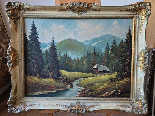 Duitse school (XX) - Original-Ölgemälde – Landschaft mit, Antiek en Kunst, Kunst | Schilderijen | Klassiek