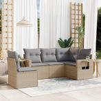 vidaXL 5-delige Loungeset met kussens poly rattan beige, Verzenden, Nieuw, Rotan, Loungeset