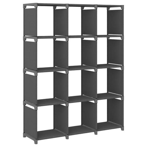 vidaXL Kast met 12 vakken 103x30x141 cm stof grijs, Huis en Inrichting, Kasten | Boekenkasten, 25 tot 50 cm, Nieuw, Overige materialen