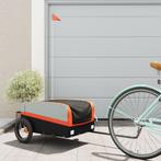 vidaXL Fietstrailer 30 kg ijzer zwart en oranje, Fietsen en Brommers, Verzenden, Nieuw
