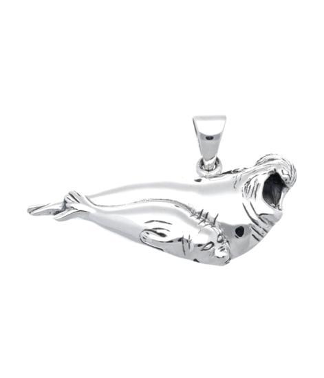 Zilveren Zeeleeuw moeder en kind kettinghanger, Sieraden, Tassen en Uiterlijk, Kettinghangers, Verzenden