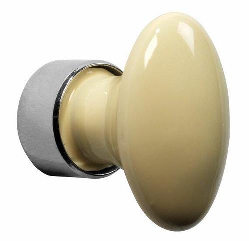Meubelknop ovaal porselein 33mm glans nikkel/vanille, Doe-het-zelf en Verbouw, Hang- en Sluitwerk, Nieuw, Ophalen of Verzenden