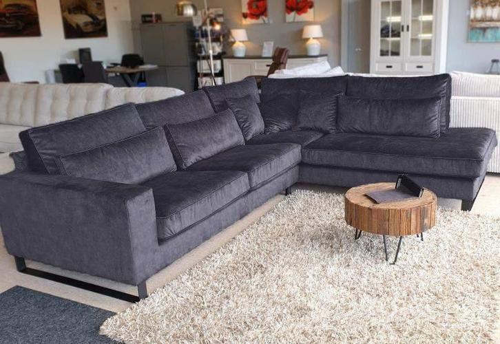 Hoekbank Naarden - hoekbanken - Antraciet, Huis en Inrichting, Banken | Sofa's en Chaises Longues, Nieuw, Stof