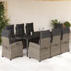vidaXL 9-delige Tuinset met kussens poly rattan grijs, Tuin en Terras, Nieuw, 8 zitplaatsen, Tuinset, Verzenden