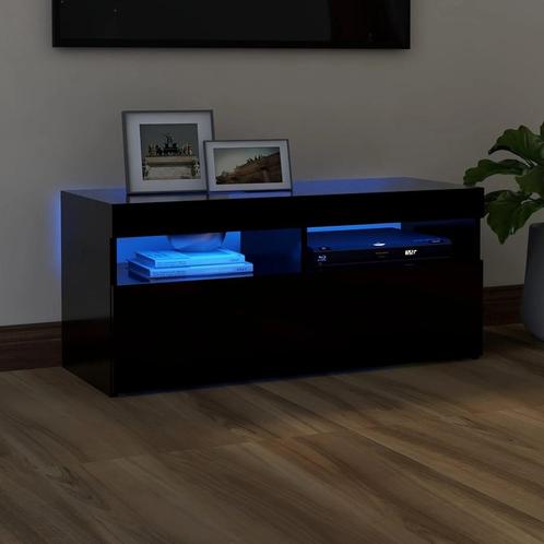 vidaXL Tv-meubel met LED-verlichting 90x35x40 cm zwart, Huis en Inrichting, Kasten | Televisiemeubels, 25 tot 50 cm, Nieuw, Overige houtsoorten