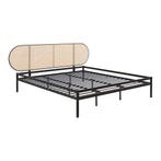 Metalen bed Linköping 180x200 cm zwart en rotan look [en.cas, Huis en Inrichting, Slaapkamer | Bedden, Verzenden, Nieuw