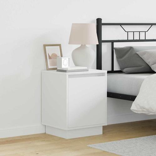 vidaXL Nachtkastjes 2 st met LEDs 39x34,5x50 cm wit, Huis en Inrichting, Slaapkamer | Nachtkastjes, Nieuw, Minder dan 45 cm, Hout