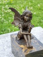 Beeld, Bronze Fairy with Butterfly - 17 cm - Brons, Marmer, Antiek en Kunst