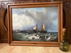 W. Schröder (XIX) - 1864: Towing the Wrecked Ship, Antiek en Kunst, Kunst | Schilderijen | Klassiek