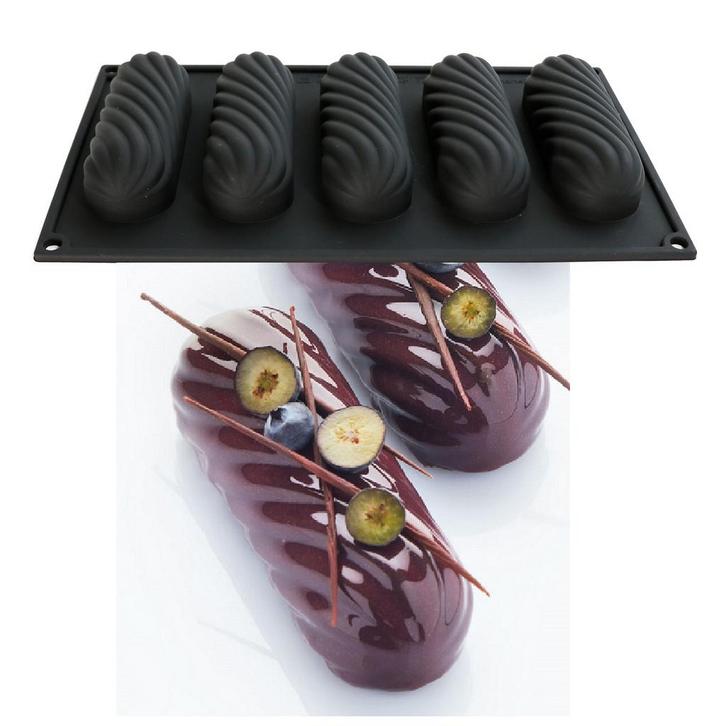 Martellato Siliconen Vorm Eclair Twist 120x40mm (5) 29x17cm, Hobby en Vrije tijd, Taarten en Cupcakes maken, Nieuw, Verzenden