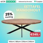 Ovale tafel / eettafel van mangohout 180cm al v.a. €369,-, Huis en Inrichting, Tafels | Eettafels, Overige houtsoorten, Ovale tafel van mangohout 180cm