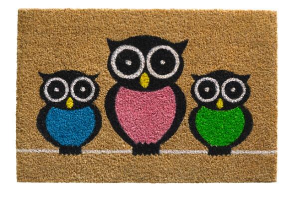 Kokos deurmat drie uilen - 40x60cm, Tuin en Terras, Deurmatten, Verzenden