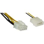 Molex (m) - EPS12V 8-pins (m) voedingskabel - 0,45, Computers en Software, Pc- en Netwerkkabels, Nieuw, Ophalen of Verzenden