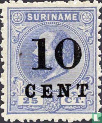 Suriname - Willem III, met opdruk - 1898, Postzegels en Munten, Postzegels | Suriname, Verzenden