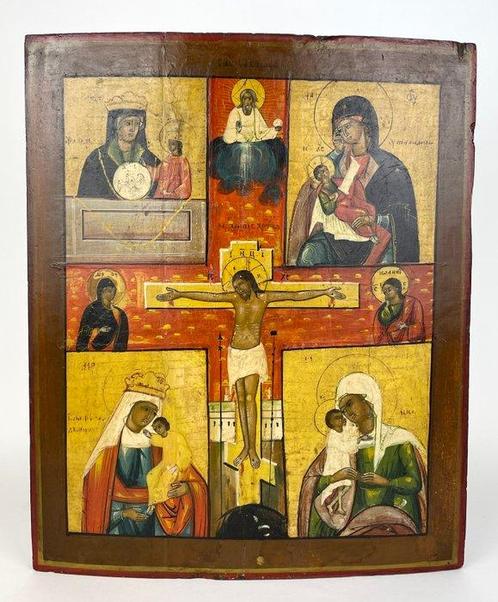 Icoon - De Wijsheid Gods, Kruisiging van Christus,, Antiek en Kunst, Kunst | Niet-Westerse kunst