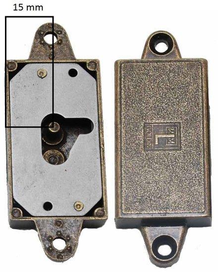 Meubelslot 15 mm rechts brons, Doe-het-zelf en Verbouw, Hang- en Sluitwerk, Nieuw, Ophalen of Verzenden