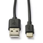 USB A naar USB C kabel | 0.1 meter | USB 2.0 (Zwart), Nieuw, Verzenden