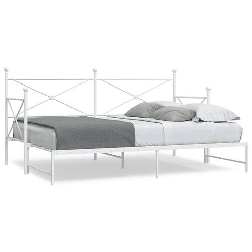 vidaXL Slaapbank met onderschuifbed zonder matras 80x200 cm, Huis en Inrichting, Slaapkamer | Bedden, 80 cm, 200 cm, Wit, Eenpersoons
