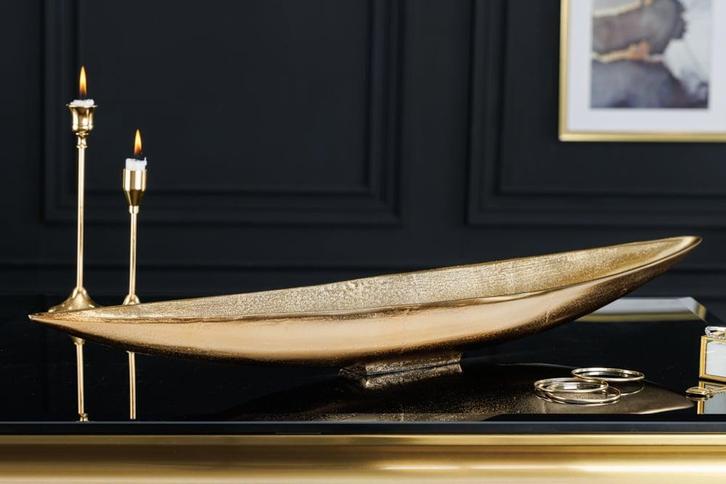 Handgemaakte decoratieve kom GOLD LEAF 80cm antiek goud, Huis en Inrichting, Woonaccessoires | Vazen, Ophalen of Verzenden