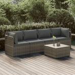vidaXL 5-delige Loungeset met kussens poly rattan grijs, Tuin en Terras, Verzenden, Nieuw, Rotan, Loungeset