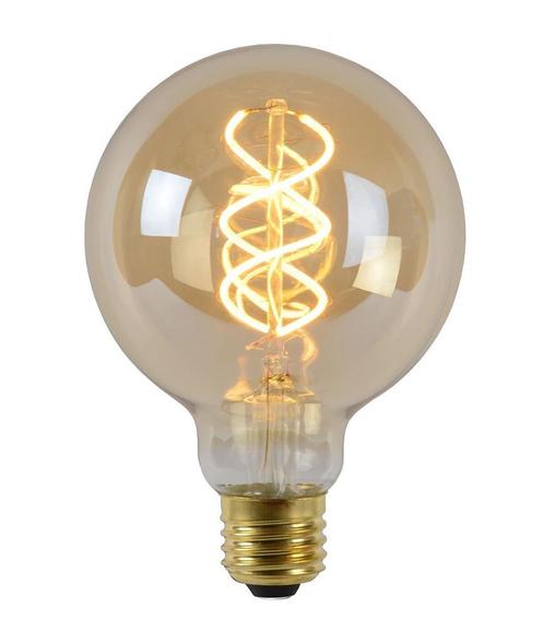 Lucide LED Lamp Globe 95 - Amber 2200K E27 5 Watt dimbaar, Huis en Inrichting, Lampen | Losse lampen, Nieuw, E27 (groot), Verzenden