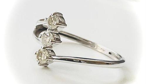 Statement ring - 14 karaat Witgoud - 0.36ct. tw. Diamant, Sieraden, Tassen en Uiterlijk, Antieke sieraden