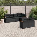 vidaXL 7-delige Loungeset met kussens poly rattan zwart, Verzenden, Nieuw, Rotan, Loungeset