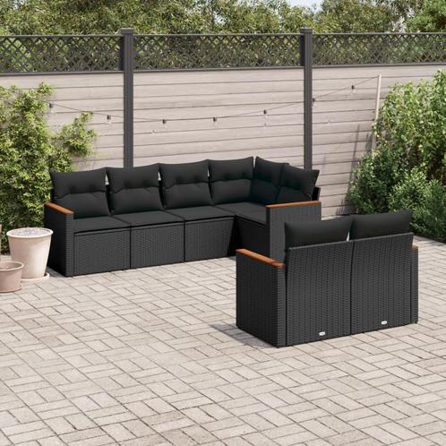 vidaXL 7-delige Loungeset met kussens poly rattan zwart, Tuin en Terras, Tuinsets en Loungesets, Loungeset, Nieuw, Rotan, Verzenden